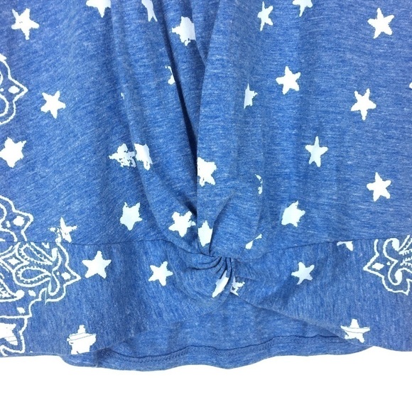 LUCKY BRAND Twist Front T Shirt Short Sleeve Bandana Stars Western Size Small - Picture 3 of 10